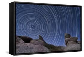 A Boulder Outcropping and Star Trails in Anza Borrego Desert State Park, California-null-Framed Stretched Canvas