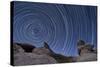 A Boulder Outcropping and Star Trails in Anza Borrego Desert State Park, California-null-Stretched Canvas