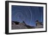 A Boulder Outcropping and Star Trails in Anza Borrego Desert State Park, California-null-Framed Photographic Print