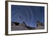 A Boulder Outcropping and Star Trails in Anza Borrego Desert State Park, California-null-Framed Photographic Print