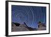 A Boulder Outcropping and Star Trails in Anza Borrego Desert State Park, California-null-Framed Photographic Print