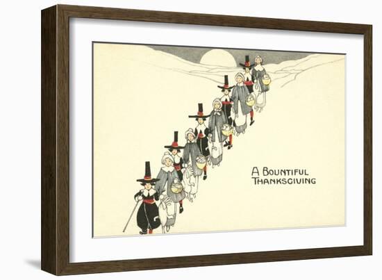A Bountiful Thanksgiving, Pilgrims in Snow-null-Framed Art Print