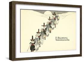 A Bountiful Thanksgiving, Pilgrims in Snow-null-Framed Art Print