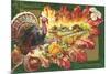 A Bountiful Thanksgiving, Turkey on Oak Leaf-null-Mounted Premium Giclee Print