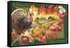 A Bountiful Thanksgiving, Turkey on Oak Leaf-null-Framed Stretched Canvas