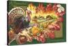 A Bountiful Thanksgiving, Turkey on Oak Leaf-null-Stretched Canvas