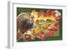 A Bountiful Thanksgiving, Turkey on Oak Leaf-null-Framed Art Print