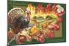 A Bountiful Thanksgiving, Turkey on Oak Leaf-null-Mounted Art Print