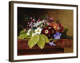 A Bouquet of Apple and Cherry Blossoms, and Primula-Johan Laurentz Jensen-Framed Giclee Print