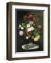 A Bouquet of Roses in a Glass Vase by Wild Flowers on a Marble Table, 1882-Otto Didrik Ottesen-Framed Giclee Print