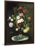 A Bouquet of Roses in a Glass Vase by Wild Flowers on a Marble Table-Otto Didrik Ottesen-Framed Giclee Print