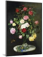 A Bouquet of Roses in a Glass Vase by Wild Flowers on a Marble Table-Otto Didrik Ottesen-Mounted Giclee Print