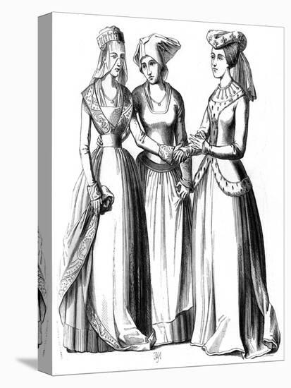 A Bourgeoise, a Peasant and a Noble Women, 14th Century-A Bisson-Stretched Canvas