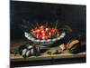 A Bowl of Cherries with Plums and a Melon, 1635 (Oil on Panel)-Louise Moillon-Mounted Giclee Print