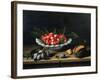 A Bowl of Cherries with Plums and a Melon, 1635 (Oil on Panel)-Louise Moillon-Framed Giclee Print