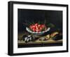 A Bowl of Cherries with Plums and a Melon, 1635 (Oil on Panel)-Louise Moillon-Framed Giclee Print