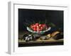 A Bowl of Cherries with Plums and a Melon, 1635 (Oil on Panel)-Louise Moillon-Framed Giclee Print
