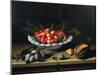 A Bowl of Cherries with Plums and a Melon, 1635 (Oil on Panel)-Louise Moillon-Mounted Giclee Print