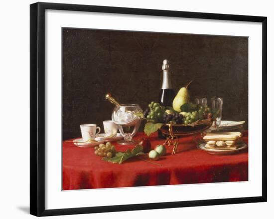 A Bowl of Fruit and a Bottle of Champagne, 19th Century-Jules Larcher-Framed Giclee Print