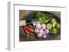 A Bowl of Limes, Lime Leaves, Chillis and Onions-Eising Studio - Food Photo and Video-Framed Photographic Print