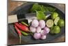 A Bowl of Limes, Lime Leaves, Chillis and Onions-Eising Studio - Food Photo and Video-Mounted Photographic Print