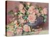 A Bowl of Pink Roses-Melicent Grose-Stretched Canvas