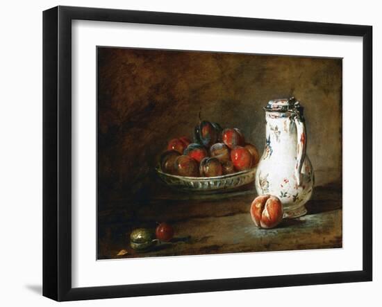 A Bowl of Plums-Jean-Baptiste Simeon Chardin-Framed Giclee Print