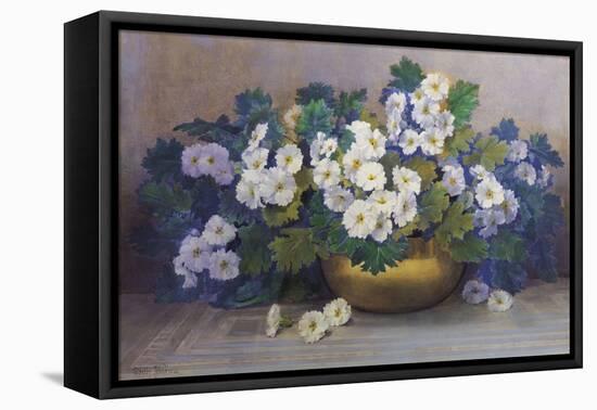 A Bowl of Primulas-Edith Barrow-Framed Stretched Canvas