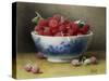 A Bowl of Raspberries-Willam B. Hough-Stretched Canvas