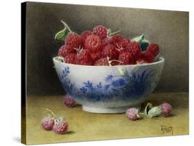 A Bowl of Raspberries-Willam B. Hough-Stretched Canvas