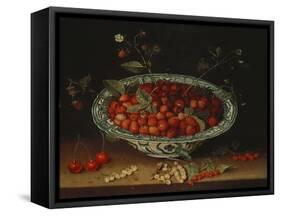 A Bowl of Strawberries-Joseph Bail-Framed Stretched Canvas