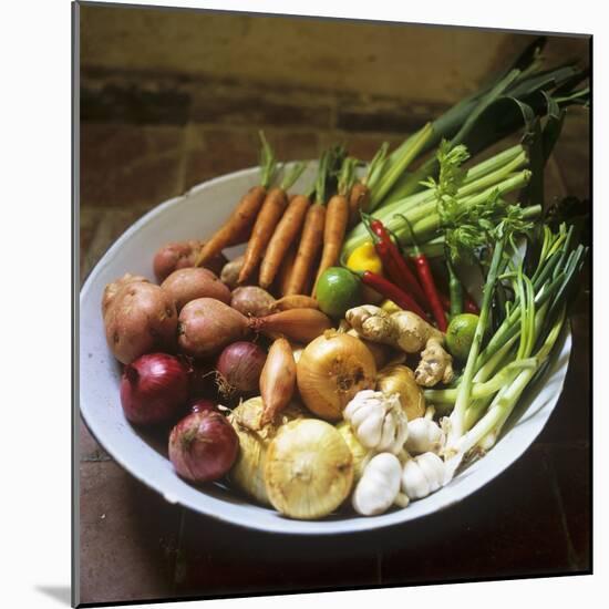 A Bowl of Vegetables, Citrus Fruits and Spices-Tara Fisher-Mounted Photographic Print
