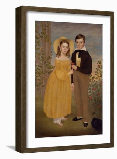 A Boy and a Girl in a Garden-Joseph Goodhue Chandler-Framed Giclee Print