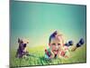 A Boy and a Tiny Chihuahua in the Grass-graphicphoto-Mounted Photographic Print