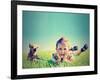 A Boy and a Tiny Chihuahua in the Grass-graphicphoto-Framed Photographic Print