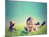 A Boy and a Tiny Chihuahua in the Grass-graphicphoto-Mounted Photographic Print