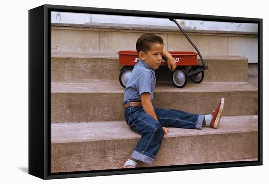 A Boy and His Wagon-William P. Gottlieb-Framed Stretched Canvas