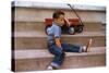 A Boy and His Wagon-William P. Gottlieb-Stretched Canvas