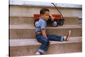 A Boy and His Wagon-William P. Gottlieb-Stretched Canvas