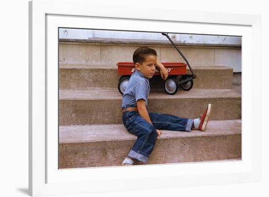 A Boy and His Wagon-William P. Gottlieb-Framed Photographic Print