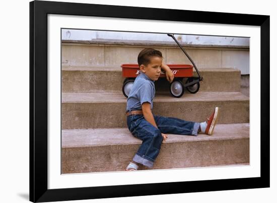 A Boy and His Wagon-William P. Gottlieb-Framed Photographic Print