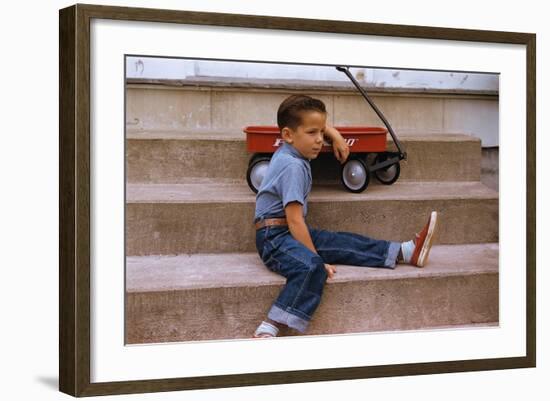 A Boy and His Wagon-William P. Gottlieb-Framed Photographic Print