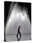 A Boy Crosses Over a Fountain-null-Stretched Canvas