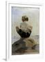 A Boy Crouching on a Rock-Albert Edelfelt-Framed Giclee Print