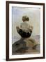 A Boy Crouching on a Rock-Albert Edelfelt-Framed Giclee Print