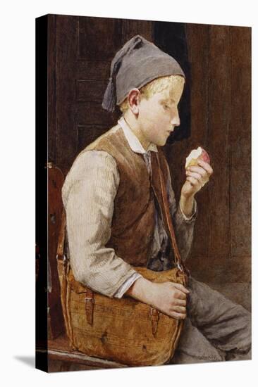 A Boy Eating an Apple-Albert Anker-Stretched Canvas