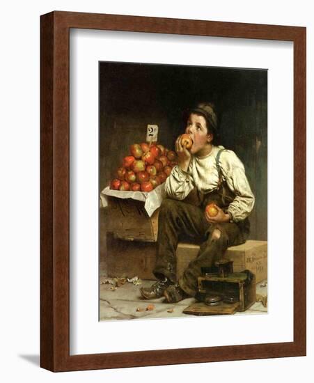 A Boy Eating Apples, 1878-John George Brown-Framed Giclee Print