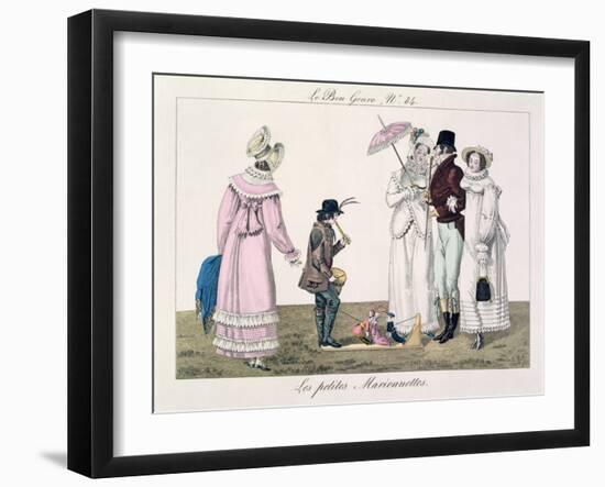 A Boy Entertaining with Dancing Puppets, Plate 84 from 'Le Bon Genre', C.1810-null-Framed Giclee Print