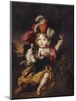 A Boy in Classical Costume Seated in a Landscape with a Finch and a Spaniel-Nicholaes Maes-Mounted Giclee Print