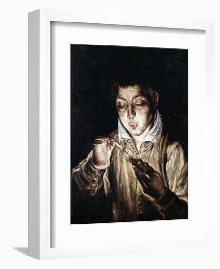 A Boy Lighting a Candle-El Greco-Framed Giclee Print